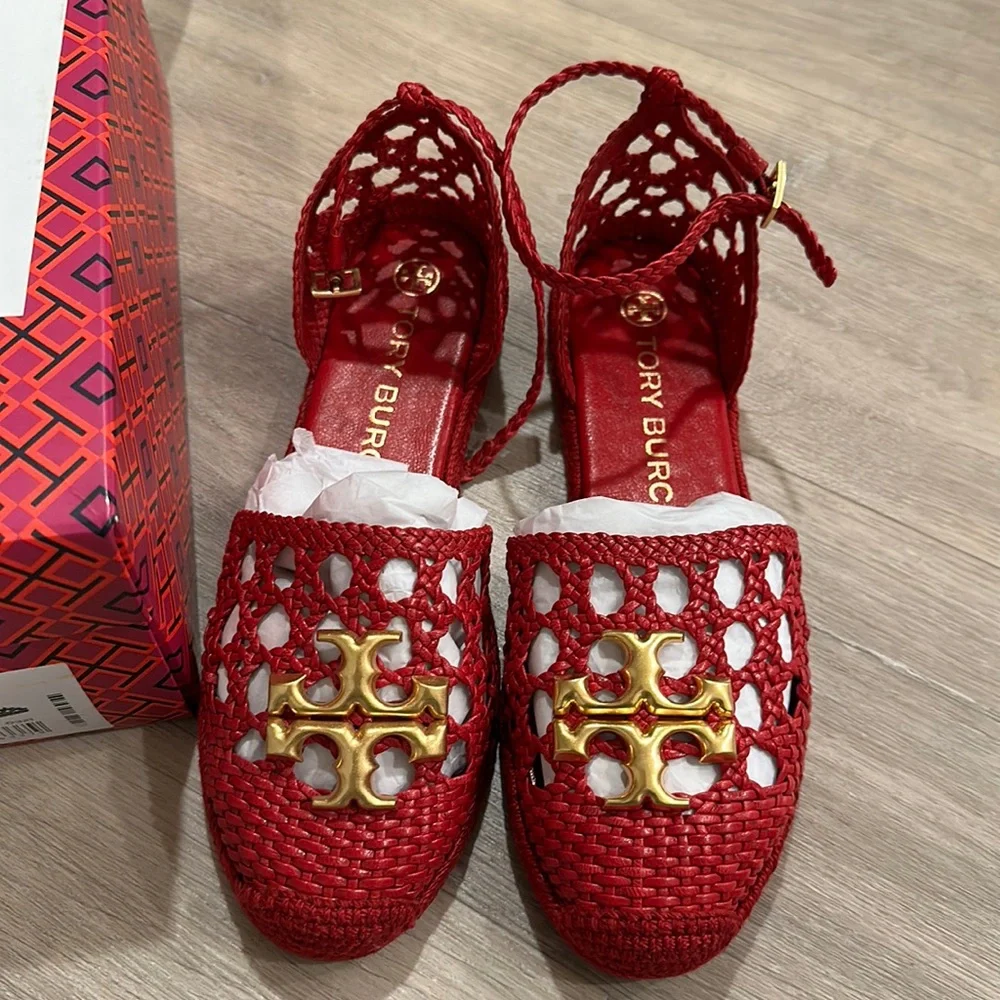 BNWB Tory Burch Eleanor woven espadrilles size 7.5 - Picture 1 of 4